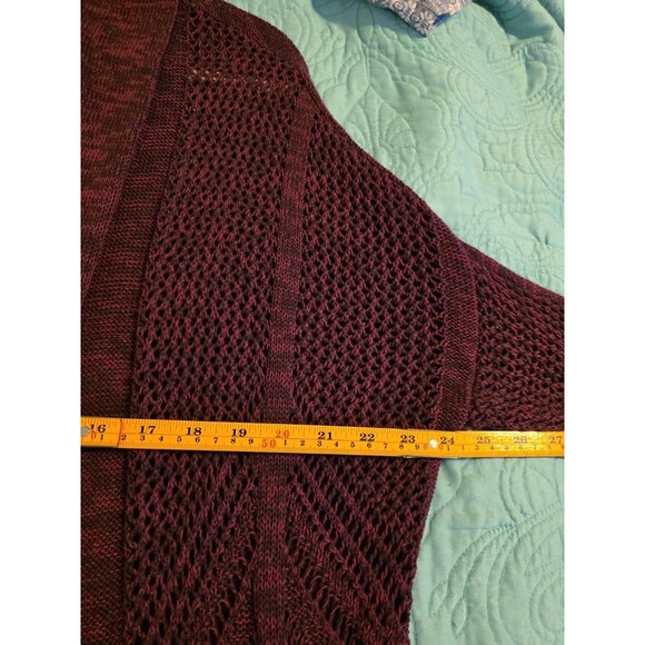 Roxy Women's Sm Take Stock Long Open Weave Boho Purple Maroon Cardigan‎ Sweater - Picture 7 of 8